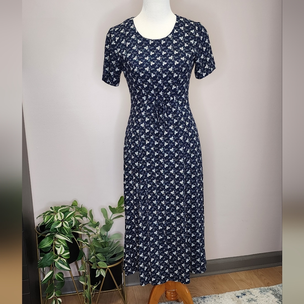 Floral Navy Blue Midi Dress